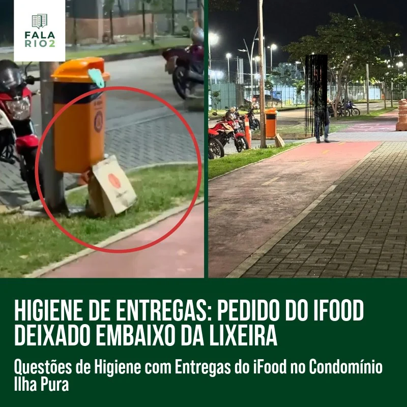 Um morador do Condomínio Ilha Pura compartilhou uma cena pouco usual: um entregador do iFood aparentemente deixando um