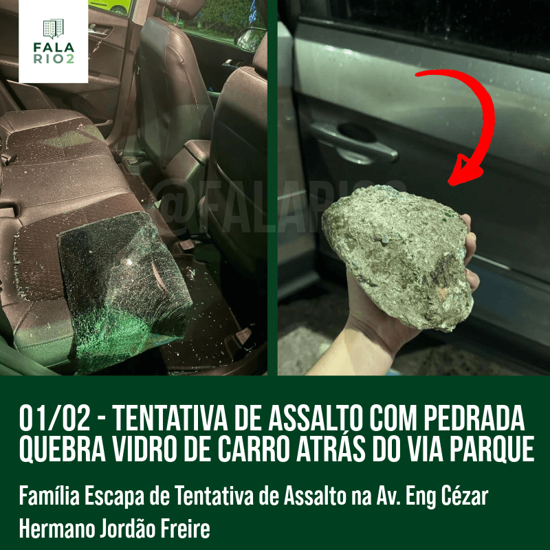 Tentativa de Assalto com Pedrada Quebra Vidro de Carro Atrás do Via Parque