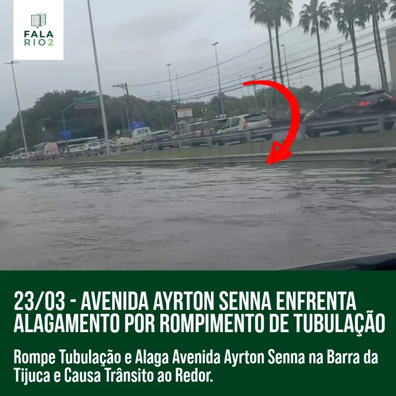 Neste sábado (23 de março), moradores e motoristas que passaram pela Avenida Ayrton Senna, na altura do Via Parque na Barra