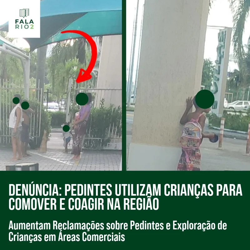 Vizinhos estão preocupados com o aumento da presença de pedintes nas áreas comerciais, especialmente pela exploração de