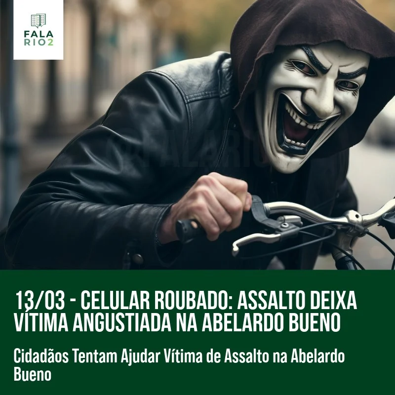 13/03 - 18:00 - Um assalto ocorrido na tarde de hoje na Abelardo Bueno deixou uma jovem sem seu recém-adquirido celular,