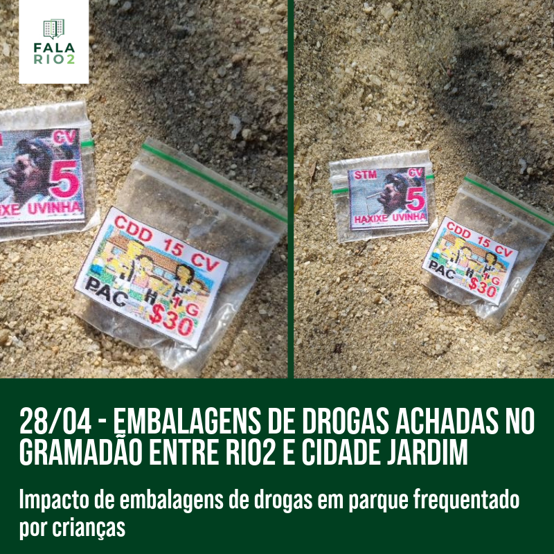 Embalagens de drogas achadas no Gramadão entre Rio2 e Cidade Jardim