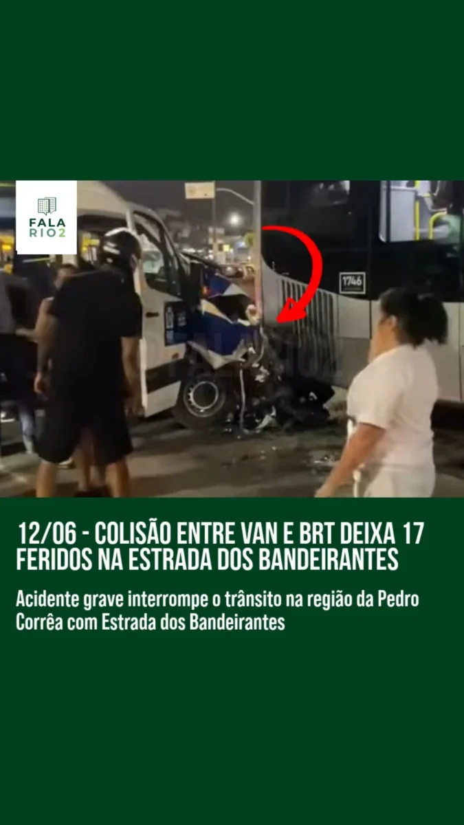 Na noite desta quarta-feira (12), um sério acidente envolvendo uma van e um ônibus do BRT trouxe caos à Estrada dos