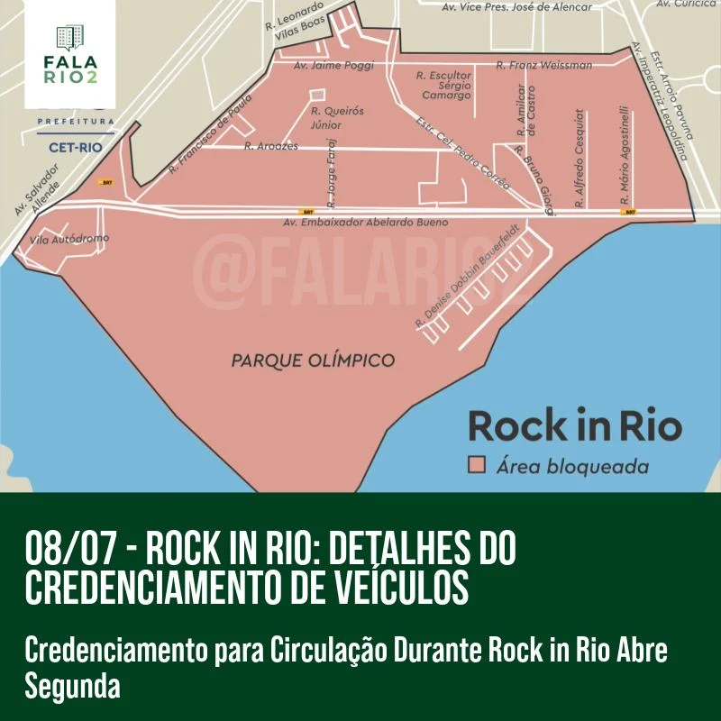Início do Credenciamento de Veículos para Moradores da Barra Olímpica Durante o Rock in Rio