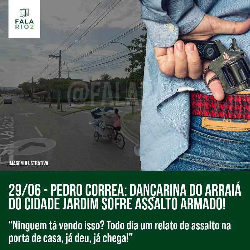 Uma dançarina do grupo São Judas Show, que se apresentava no arraial do condomínio, foi abordada de forma violenta e