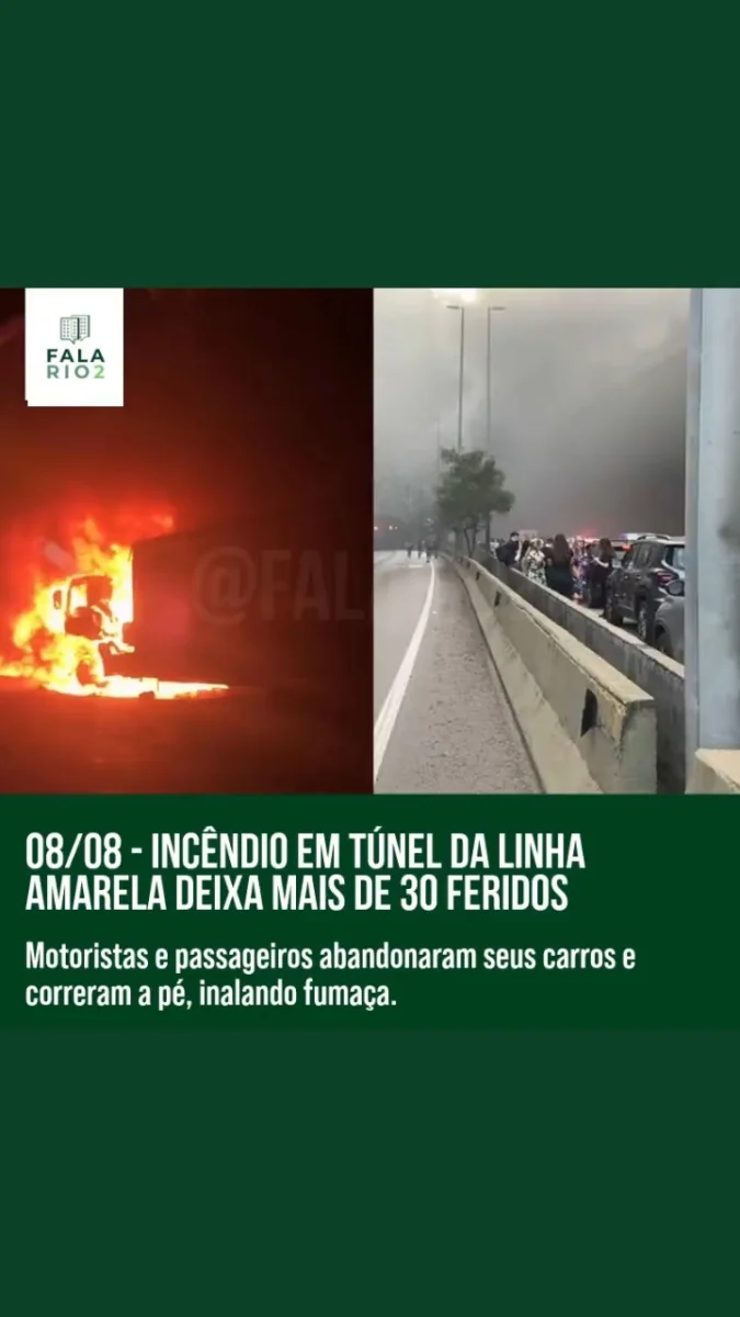 Caminhão Pega Fogo dentro de Túnel da Linha Amarela