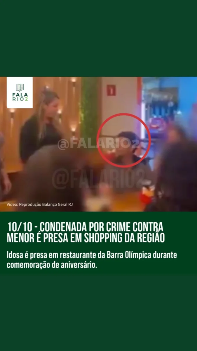 Marilene Oliveira dos Santos, de 70 anos, foi presa enquanto comemorava seu aniversário em um restaurante no Shopping