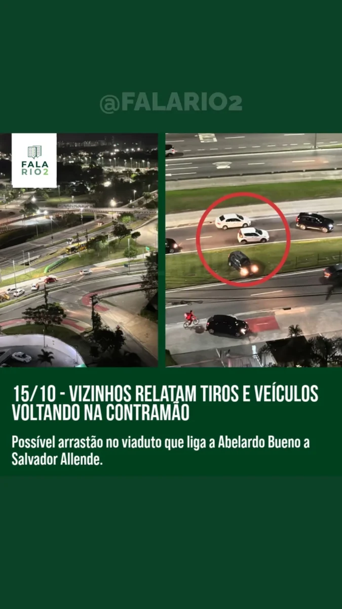 Ontem (15 de outubro), por volta das 20:10, vizinhos ouviram muitos tiros vindos da direção da Salvador Allende.