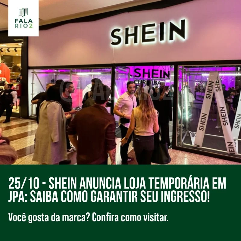 A Shein vai abrir uma loja temporária no Center Shopping Rio, em Jacarepaguá, entre 31 de outubro e 3 de novembro.