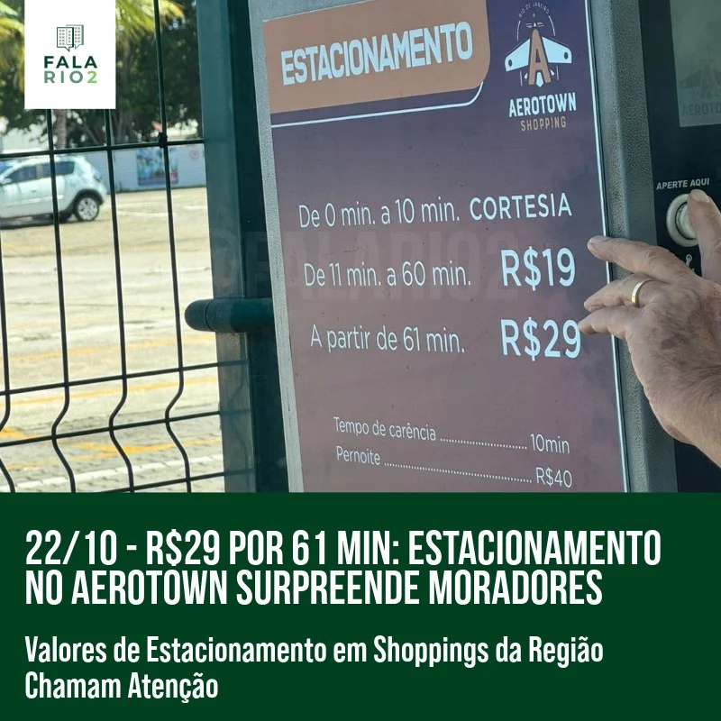 Na tarde de hoje (22), um vizinho compartilhou no grupo de WhatsApp a foto dos preços do estacionamento do shopping