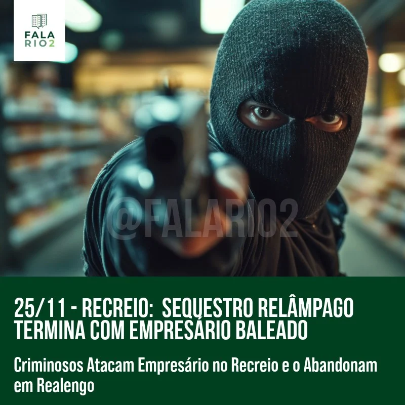 Na manhã de segunda-feira (25), um empresário foi vítima de um sequestro relâmpago no portão do condomínio onde mora, no
