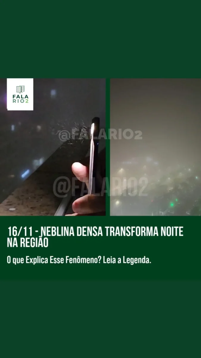 Na noite de ontem, dia 16 de novembro, moradores da região foram surpreendidos por uma forte neblina que tomou conta das