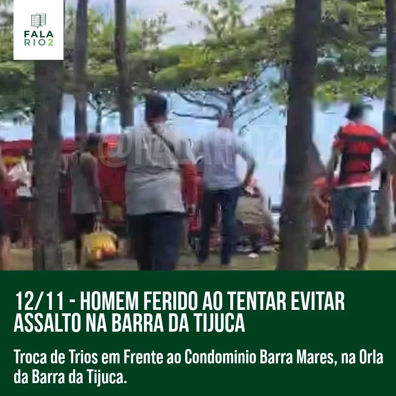 Na tarde de ontem, um homem de 50 anos foi ferido durante uma tentativa de assalto na orla da Praia da Barra, na Avenida