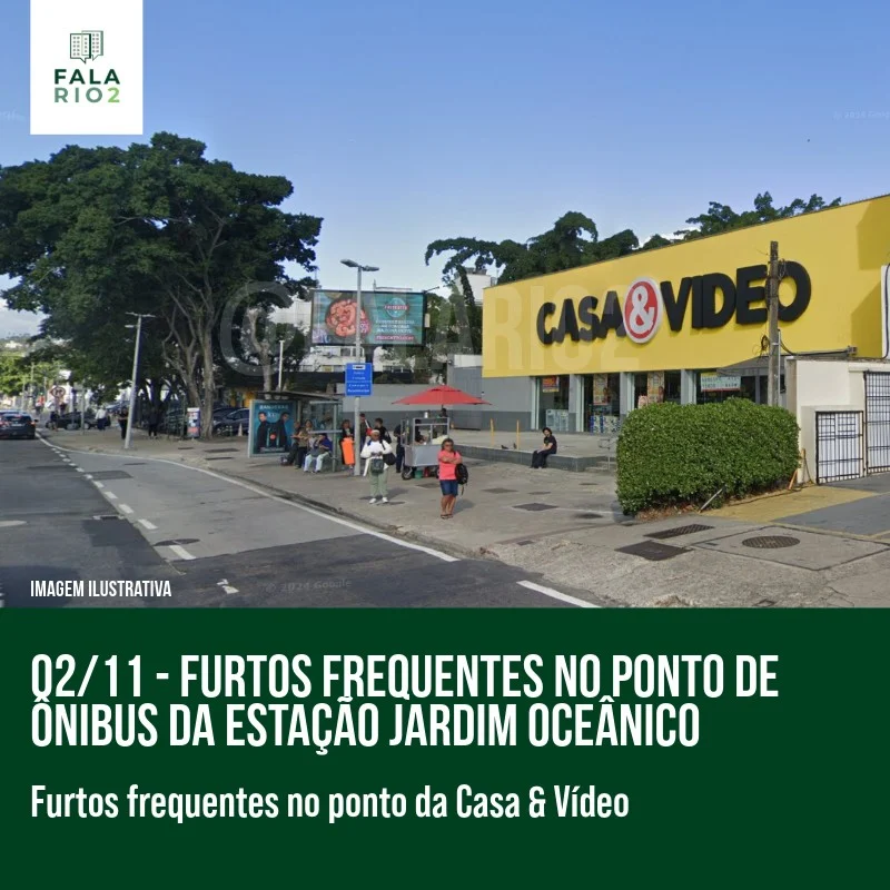 Recebemos um alerta de um vizinho sobre uma situação preocupante no ponto de ônibus próximo à Casa & Vídeo da estação Jardim