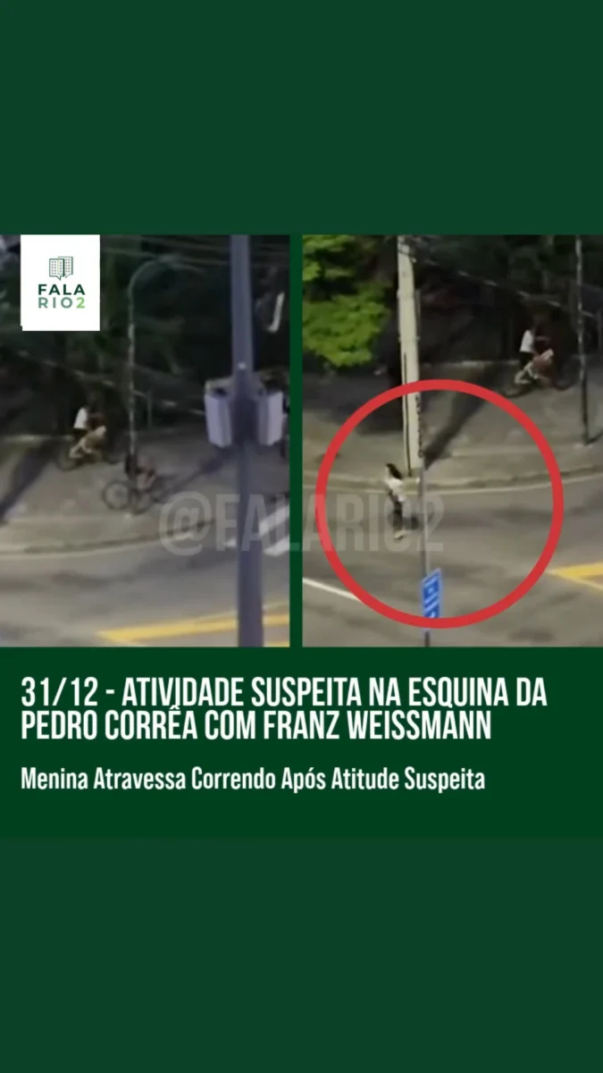 Na noite de ontem, 31 de dezembro, por volta das 19h, três meninos de bicicleta foram vistos na esquina das ruas Pedro