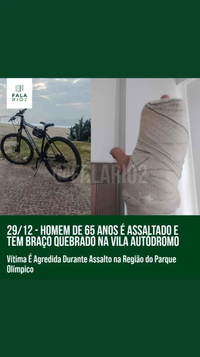 No dia 28 de dezembro, um homem de 65 anos foi vítima de um assalto violento enquanto circulava de bicicleta na região do