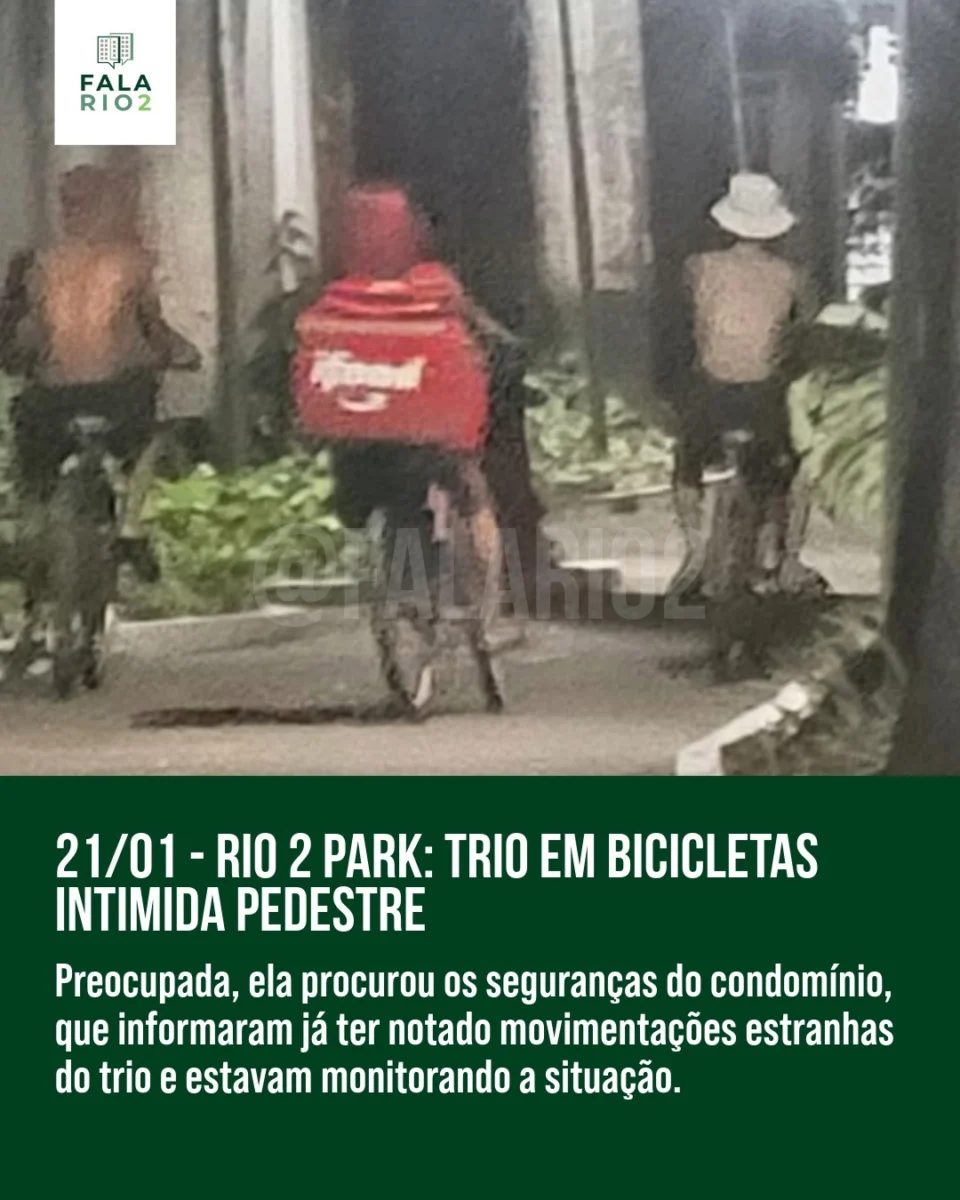 Na noite de ontem (21/01), uma vizinha relatou uma situação desconfortável enquanto caminhava na Rua das Palmeiras, no Rio 2
