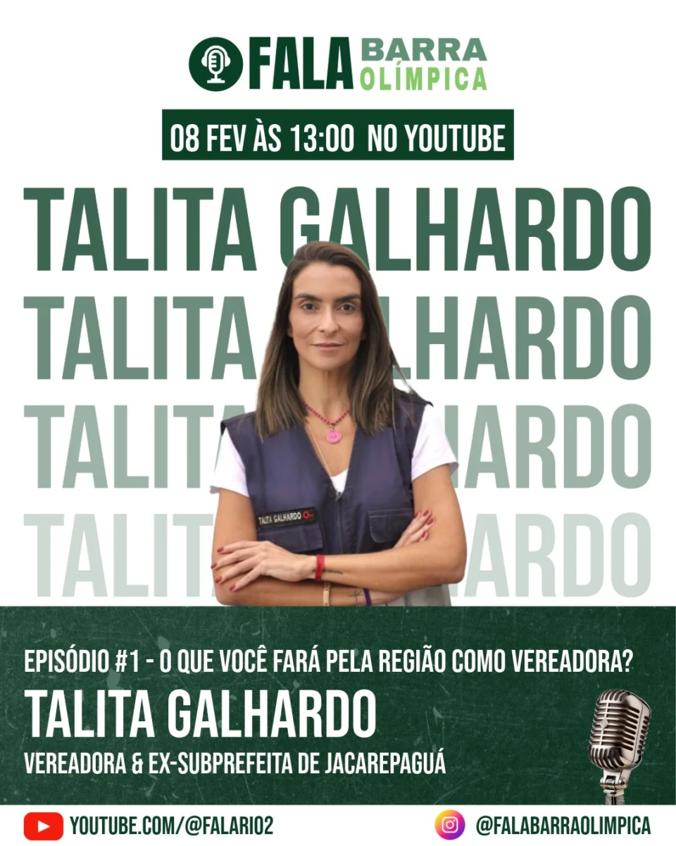 No sábado, dia 08 de fevereiro, às 13h, vai ao ar a primeira entrevista do Fala Barra Olímpica, o podcast do FalaRio2,