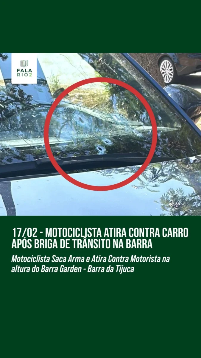 Na tarde desta segunda-feira (17), um motociclista atirou contra um carro na Avenida das Américas, na altura do Barra