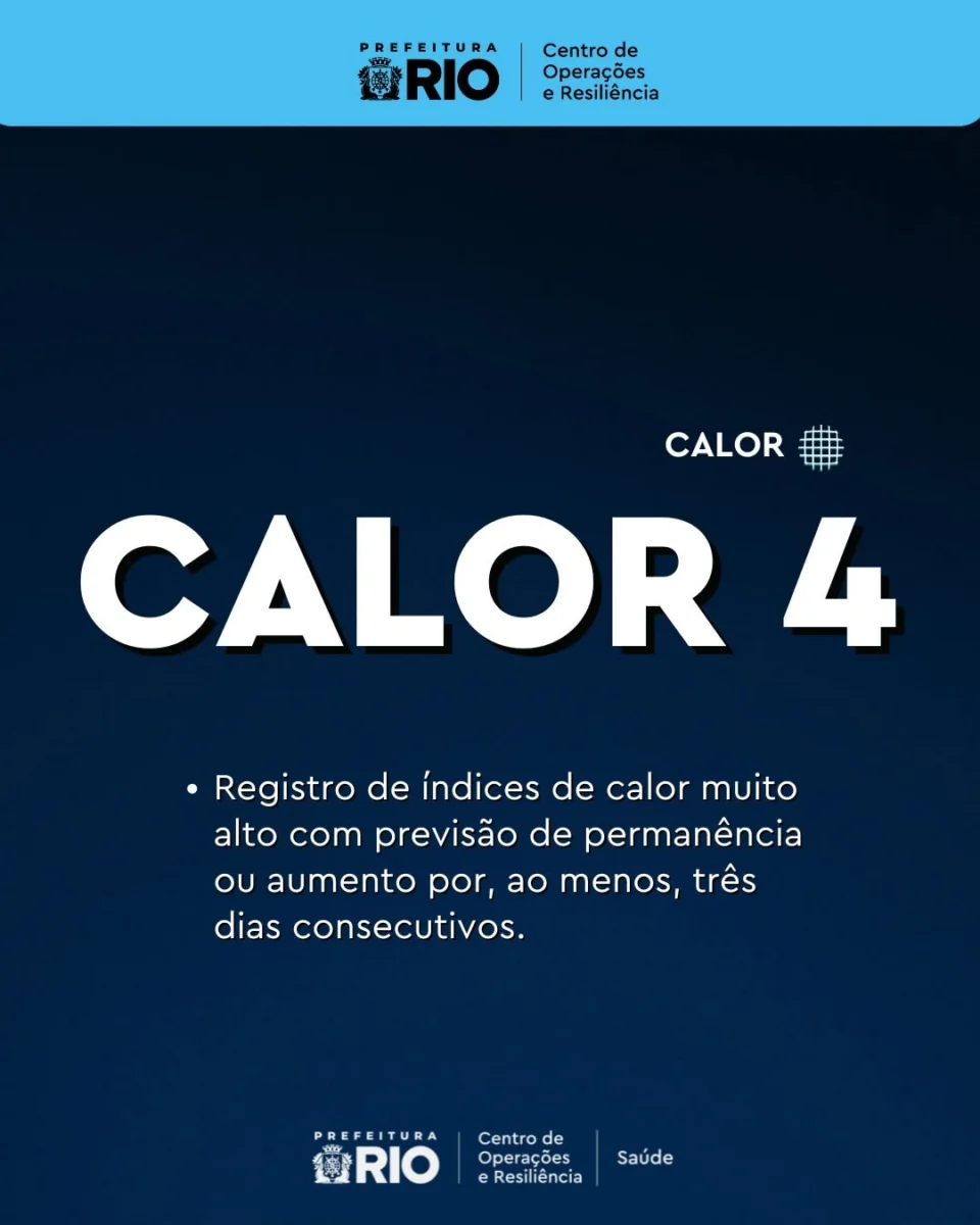 MUNICÍPIO DO RIO ENTROU EM CALOR 4 ÀS 12h35 DESTA SEGUNDA-FEIRA (17/02/2025)