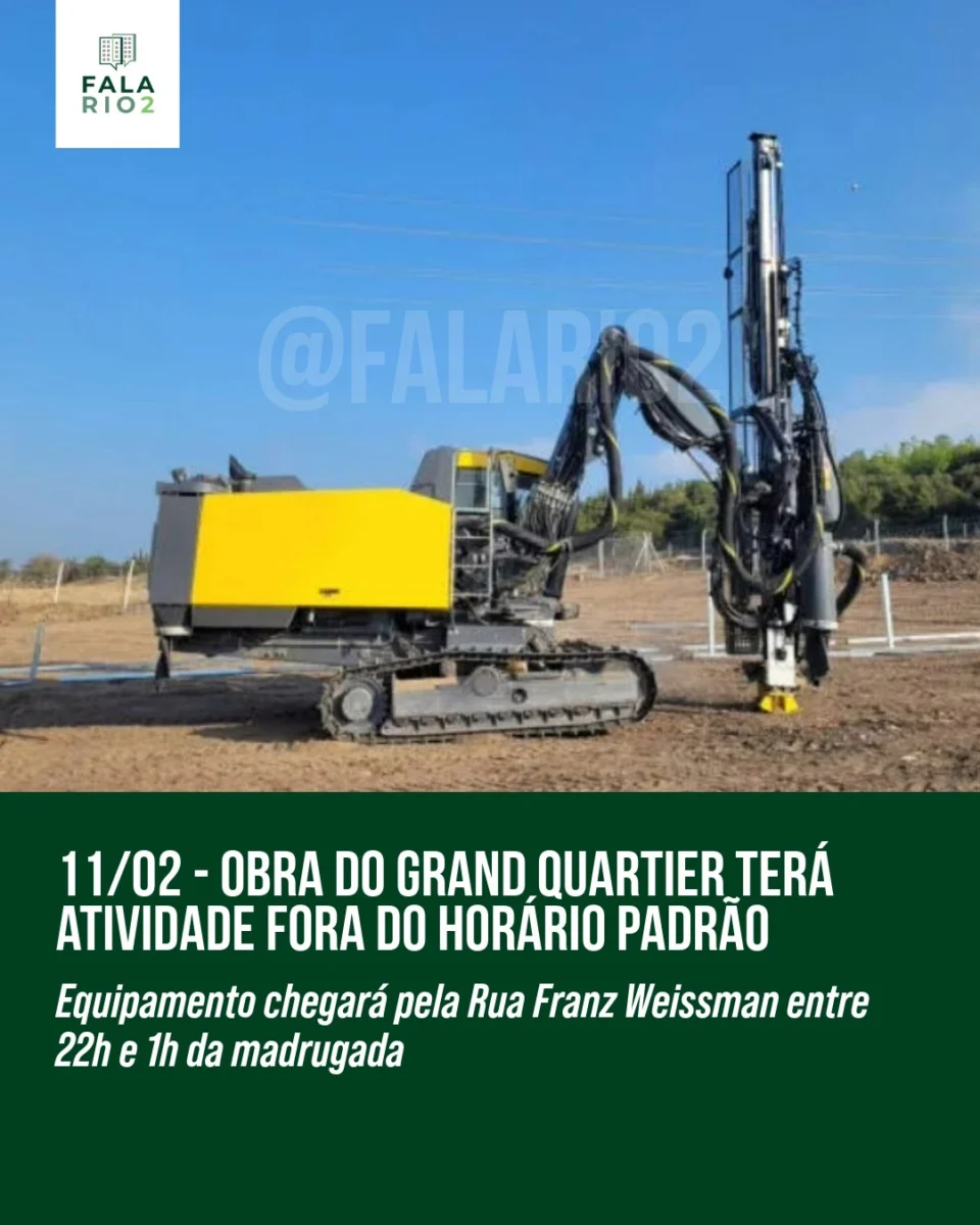 A Patrimar @patrimarengenharia  emitiu um comunicado oficial informando que hoje, 11 de fevereiro, uma perfuratriz de grande