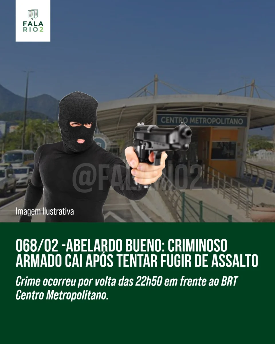 Na noite de sábado (08/02), por volta das 22h50, um vizinho presenciou um assalto em frente à estação do BRT Centro