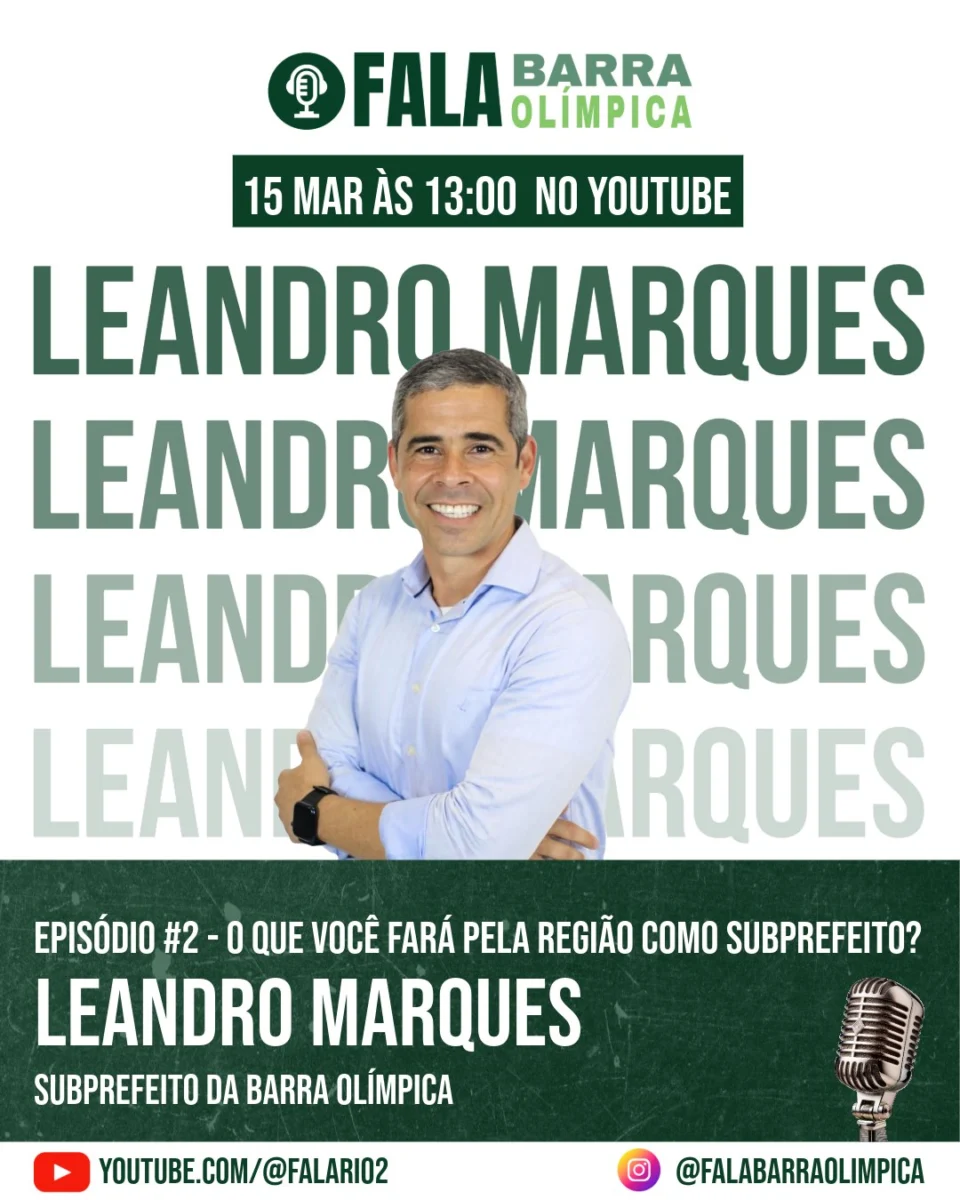 No sábado, dia 15 de março, às 13h, vai ao ar mais um episódio do Fala Barra Olímpica, o podcast do FalaRio2, trazendo