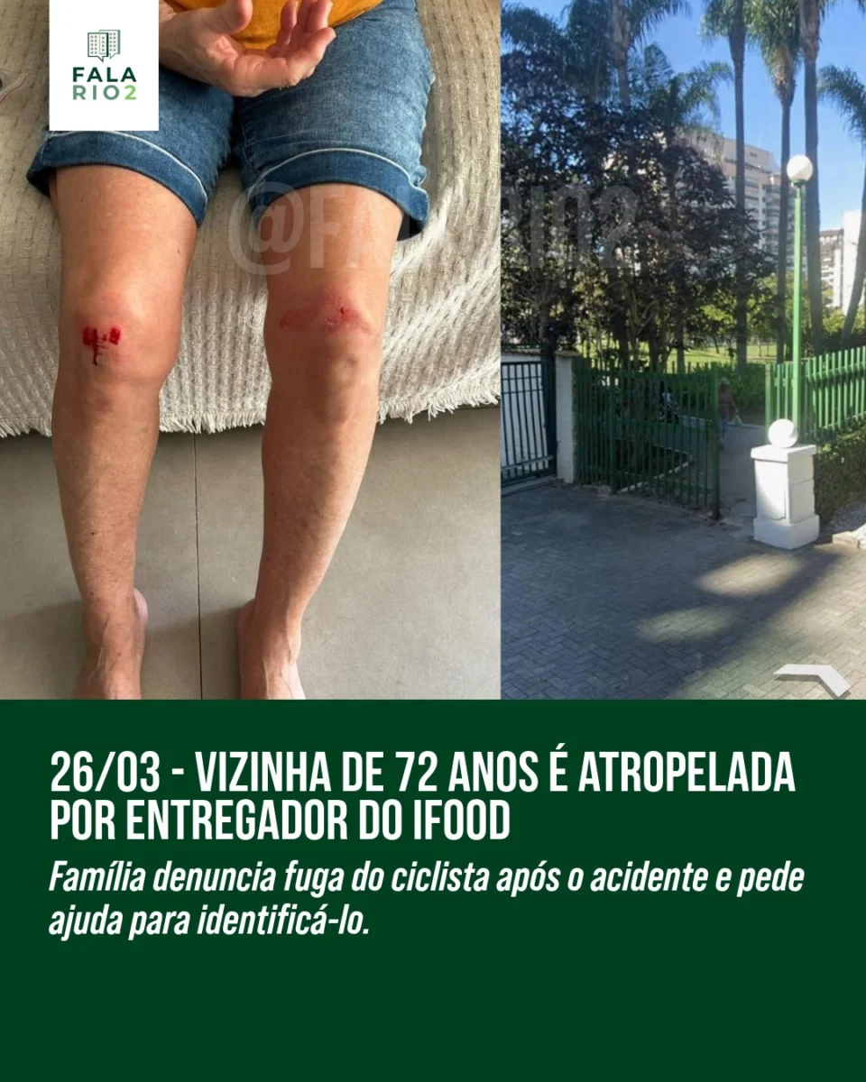 Na manhã de ontem, quarta-feira, dia 26 de março, uma moradora de 72 anos foi atropelada por um entregador de aplicativo que