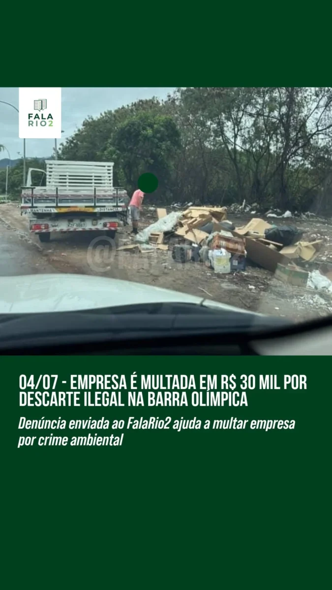 Empresa é multada em R$ 30 mil após denúncia de descarte irregular feita ao FalaRio2