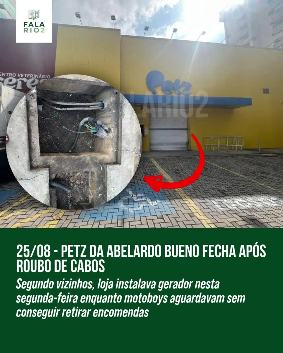 Na manhã desta segunda-feira, 25 de agosto de 2025, moradores relataram que a loja Petz da Avenida Abelardo Bueno permaneceu