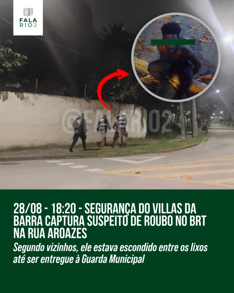 Na quinta-feira, 28 de agosto de 2025, por volta das 18h20, um homem suspeito de roubo foi apreendido após correr para