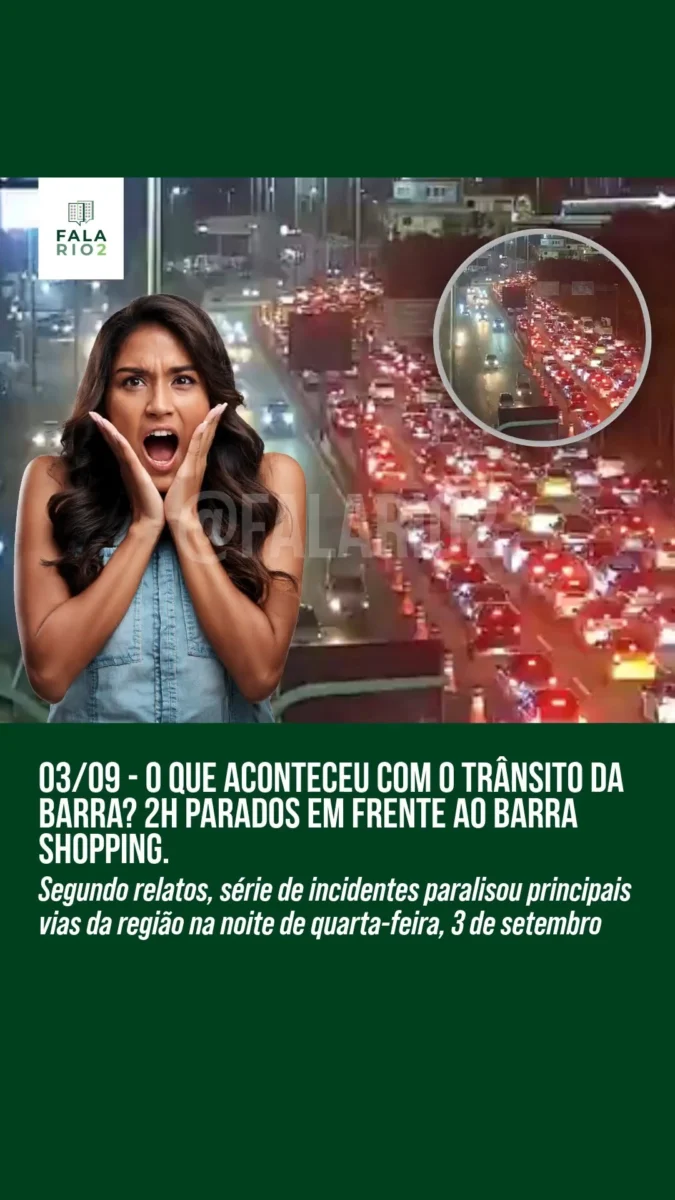 Na noite de quarta-feira, 3 de setembro de 2025, a Barra da Tijuca viveu um verdadeiro colapso no trânsito.