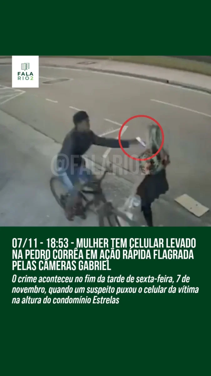 As câmeras da Gabriel @eusouagabriel, registraram o momento em que uma mulher teve o celular levado na Estrada Coronel Pedro