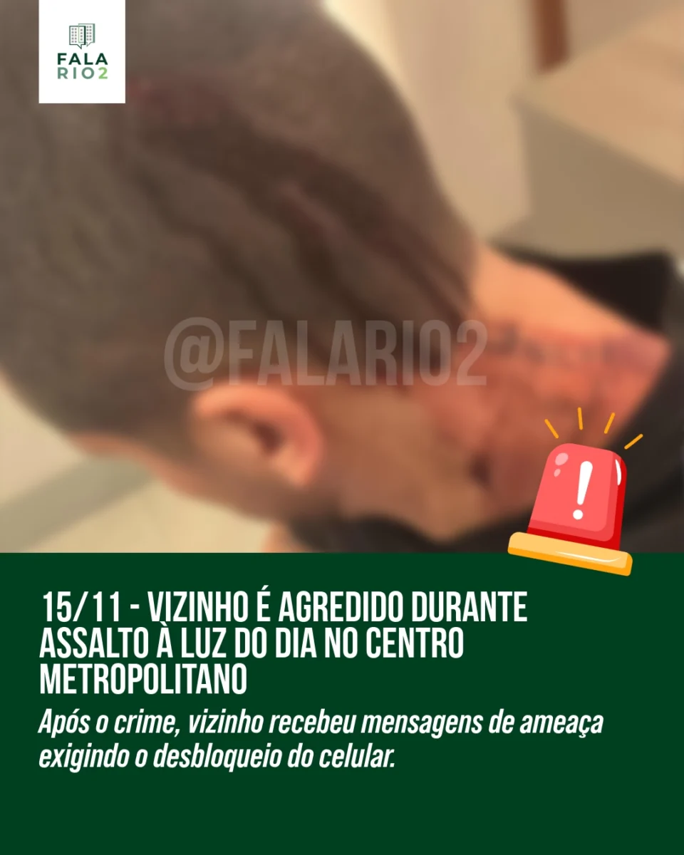 Vizinho é agredido durante assalto à luz do dia no Centro Metropolitano