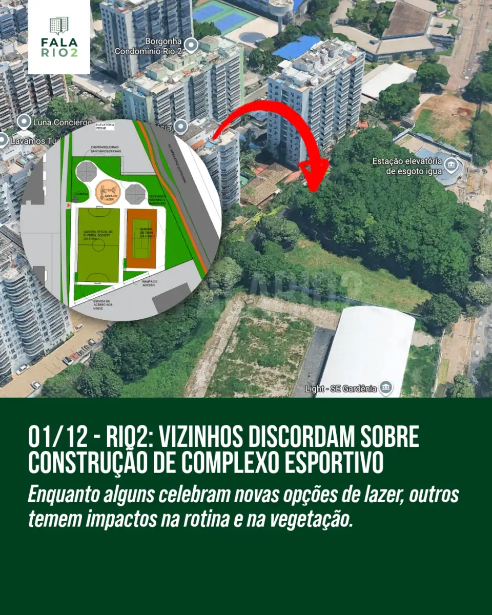 Circulam entre moradores três propostas diferentes para a criação de um novo complexo esportivo e de lazer em área pública