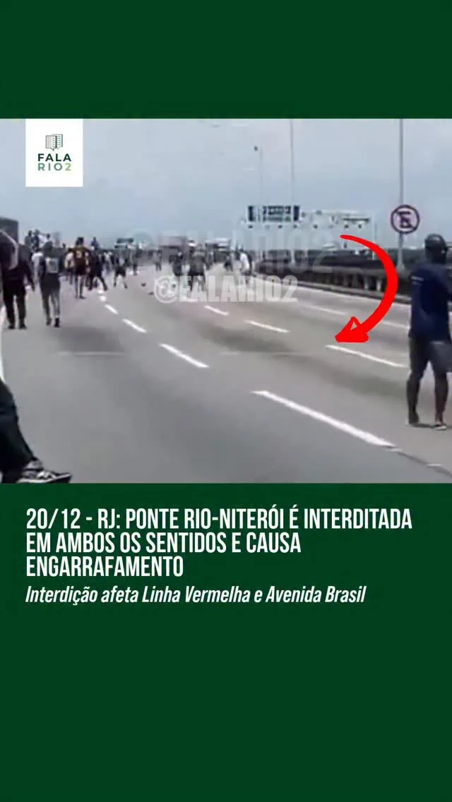 No sábado, 20 de dezembro, às 12h19, os dois sentidos da Ponte Rio-Niterói foram interditados pela concessionária Ecovias