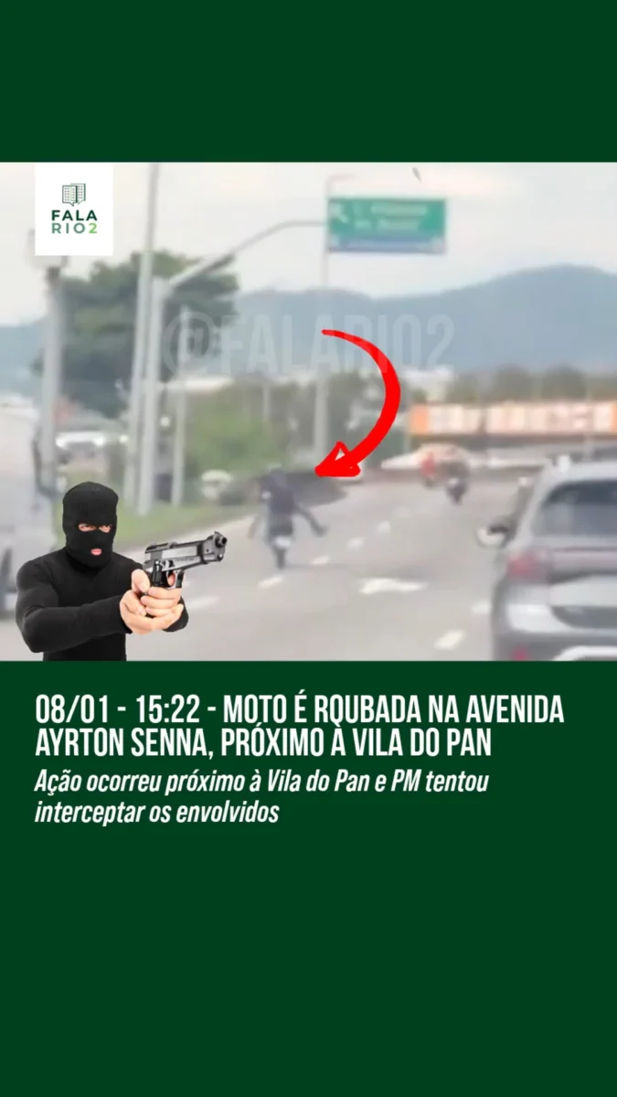 Um homem teve a moto roubada na tarde de quinta-feira, 8 de janeiro, por volta das 15h22, na Avenida Ayrton Senna, nas