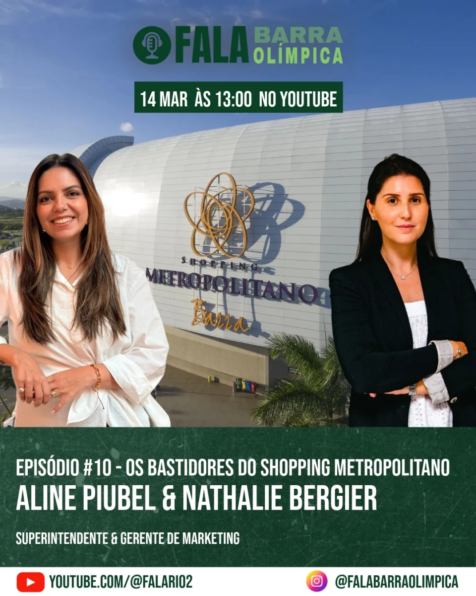 No sábado, 14 de março, às 13h, vai ao ar mais um episódio do Fala Barra Olímpica, o podcast do FalaRio2, que recebe