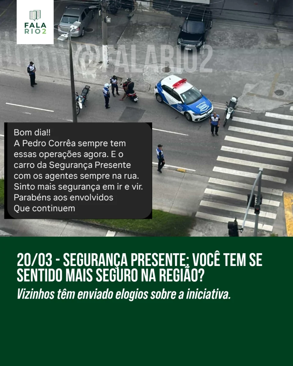 O programa Segurança Presente @segurancapresente foi implantado na região no dia 03 de março e já começa a gerar percepções