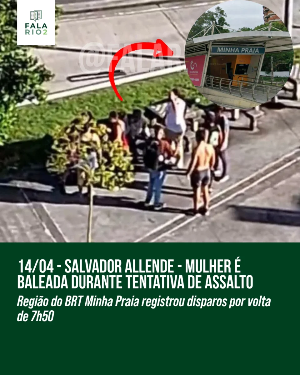 Uma mulher foi baleada durante uma tentativa de assalto na Avenida Salvador Allende, na Barra Olímpica, na manhã desta