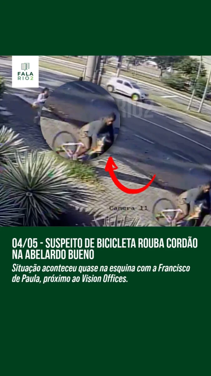 Um vizinho relatou um assalto na manhã desta segunda-feira, dia 4, na Avenida Embaixador Abelardo Bueno, quase na esquina