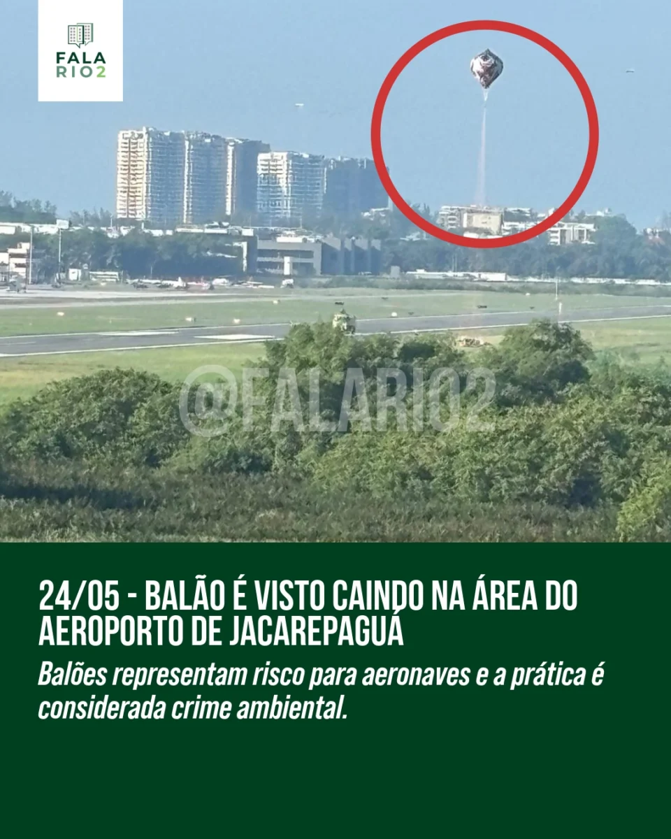 Na manhã de hoje, sábado, dia 24 de maio, por volta das 8h, uma vizinha registrou um balão caindo na área próxima ao