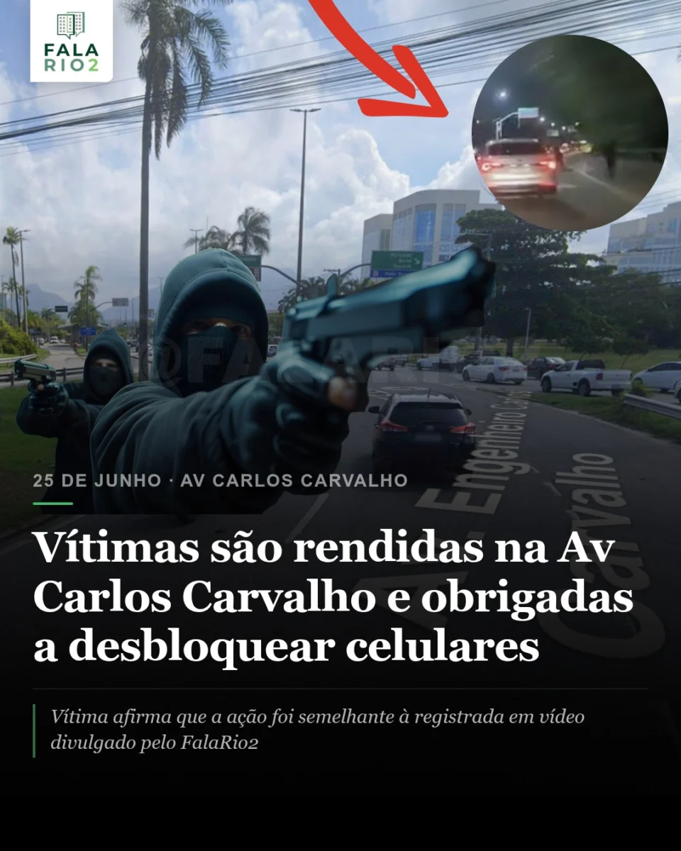 Uma vizinha entrou em contato com o FalaRio2 para relatar um assalto ocorrido na Avenida Engenheiro Carlos Carvalho, antiga