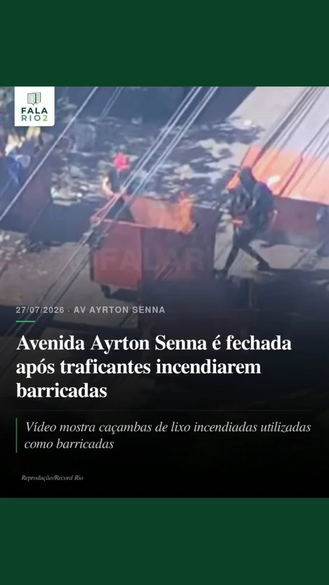 Na manhã desta segunda-feira, 27 de julho, a Avenida Ayrton Senna precisou ser parcialmente fechada após criminosos