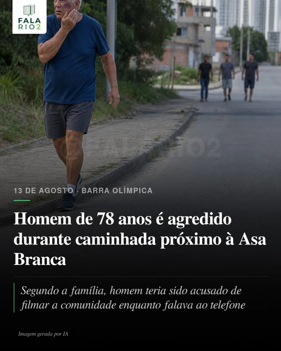 Um homem de 78 anos foi agredido na quinta-feira, 13 de agosto, enquanto fazia uma caminhada nas proximidades da comunidade