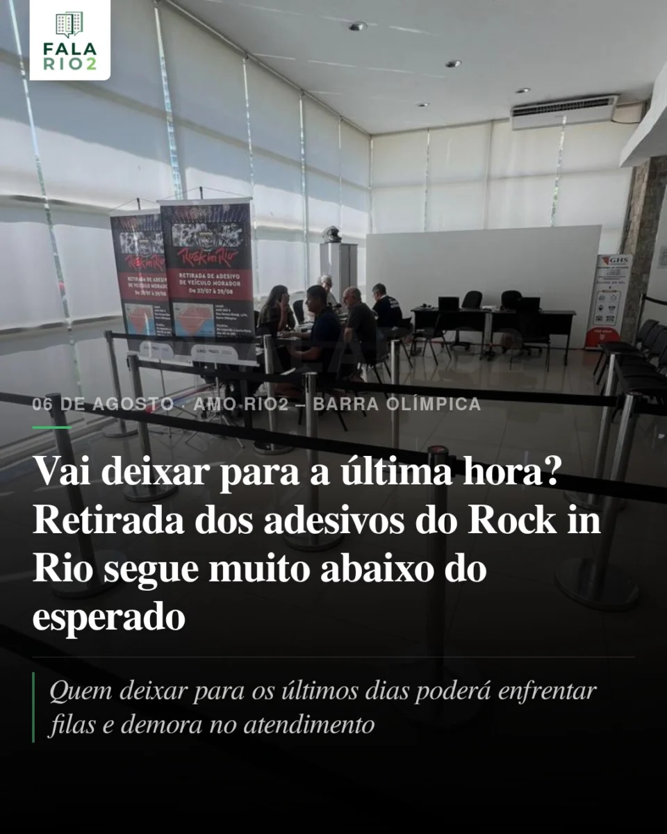 A retirada dos adesivos obrigatórios para circulação nas áreas bloqueadas durante o Rock in Rio continua muito abaixo do