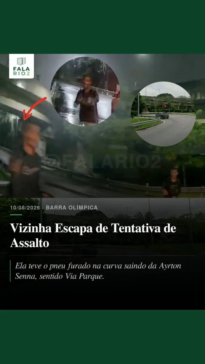 Uma vizinha entrou em contato com o FalaRio2 para relatar uma tentativa de assalto sofrida na noite de segunda-feira, 10 de