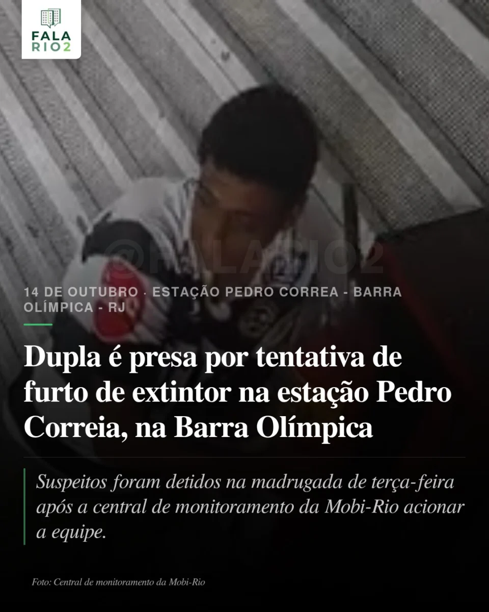Agentes do programa BRT Seguro prenderam dois homens suspeitos de furtar um extintor de incêndio na madrugada de terça-feira