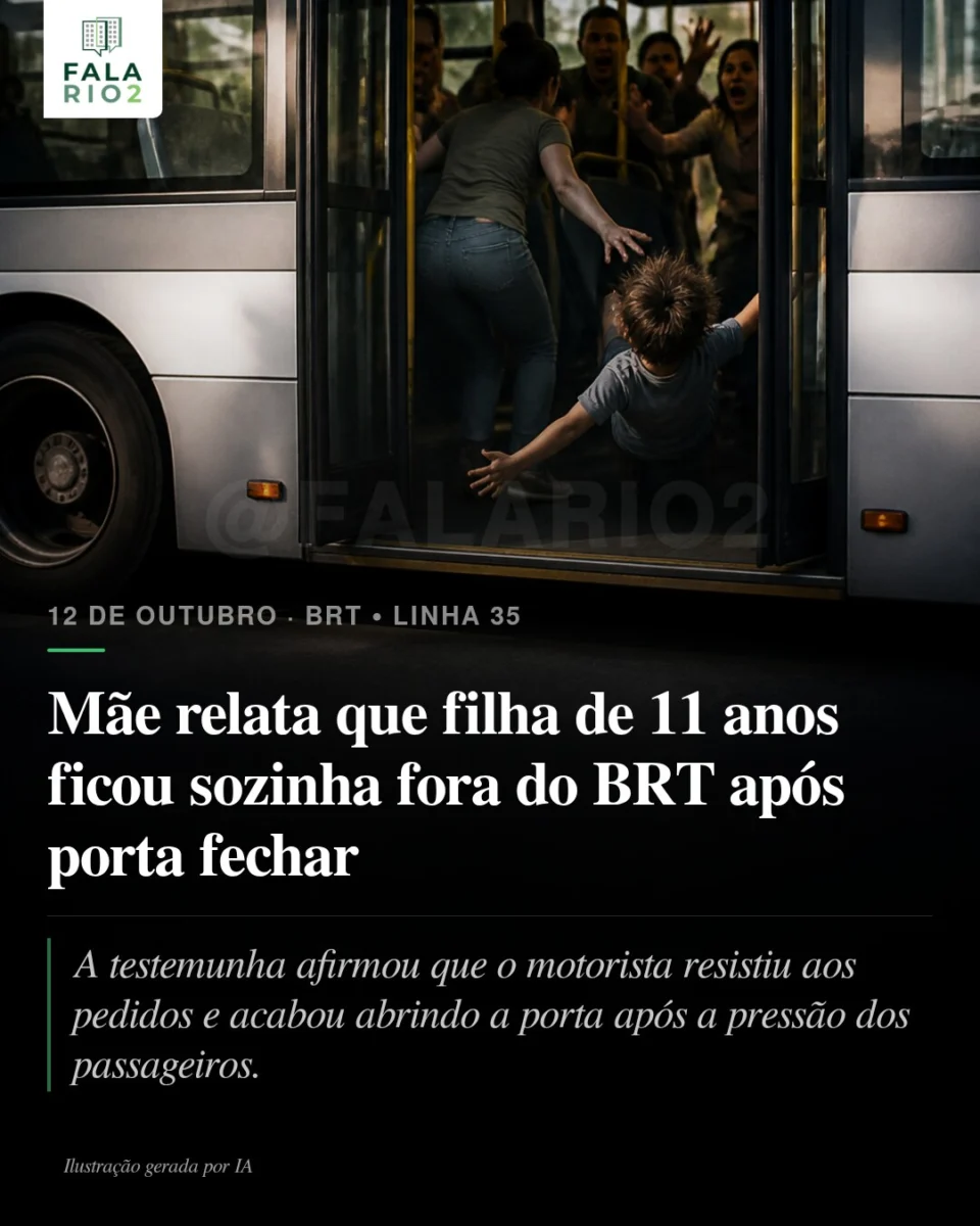 Uma menina de 11 anos ficou sozinha do lado de fora de um BRT enquanto a mãe permanecia dentro do ônibus, segundo relatos