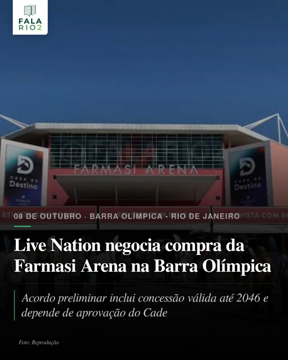 A Live Nation, grupo ligado ao Rock in Rio e dono da Ticketmaster, negocia a compra da Farmasi Arena, na Barra Olímpica.